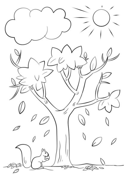 Осеннее дерево раскраска для детей