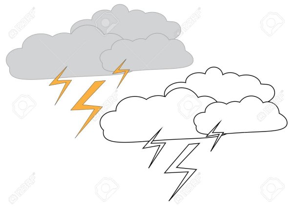 Туча с молнией раскраска