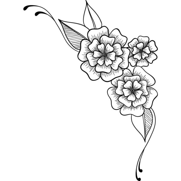 Цветочки в угол листа