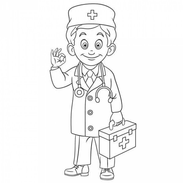 Доктор раскраска для детей