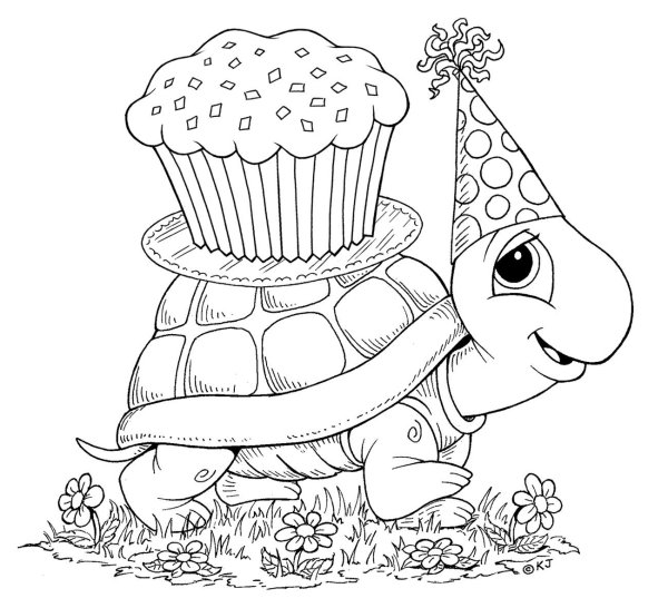 Раскраска черепашка с бантиком