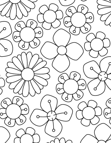 Цветы для раскрашивания мелкие