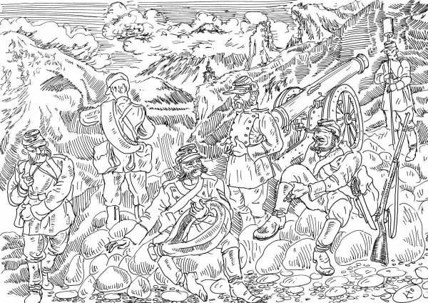 Бородинская битва раскраска для детей