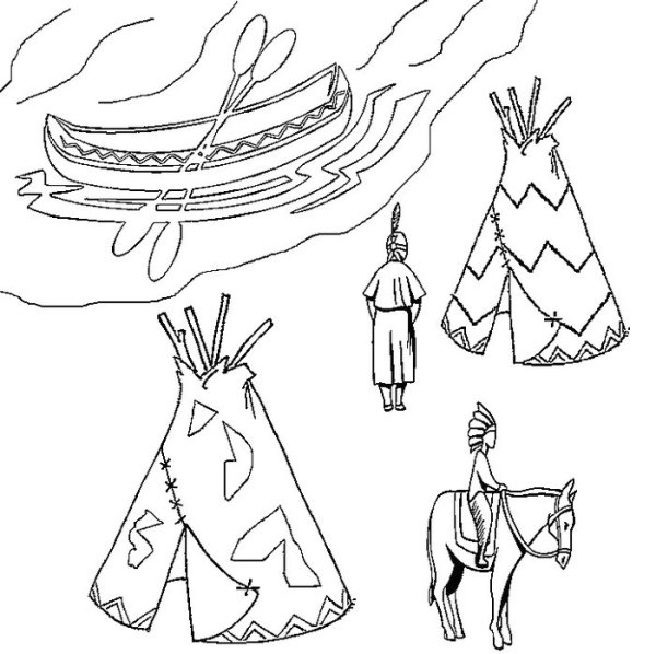 Раскраска индейцы Северной Америки