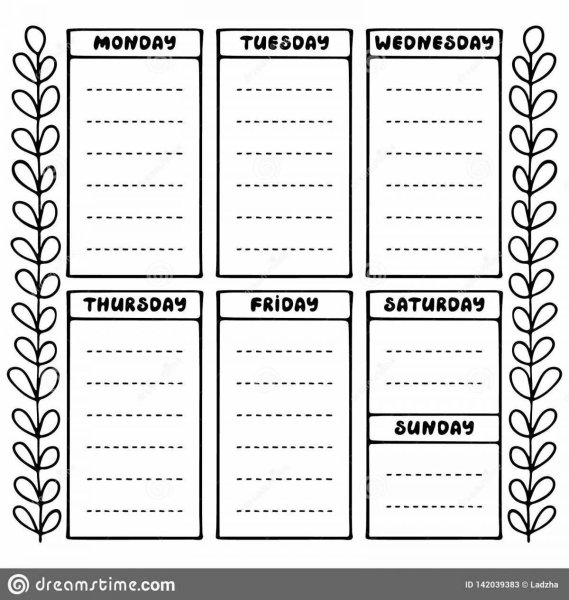 Недельный планер черно белый