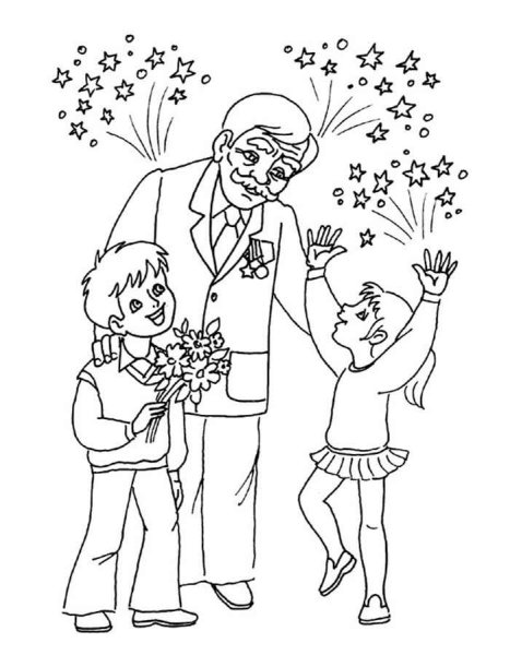 Раскраски 9 мая для детей