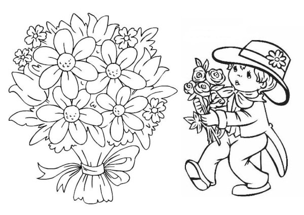 Раскраска цветы для мамы