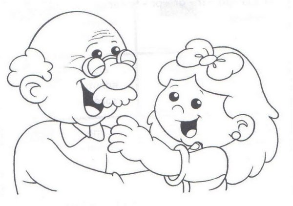 Раскраска дедушка и внучка