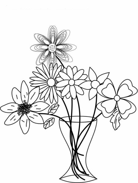 Раскраски полевые цветы в вазе