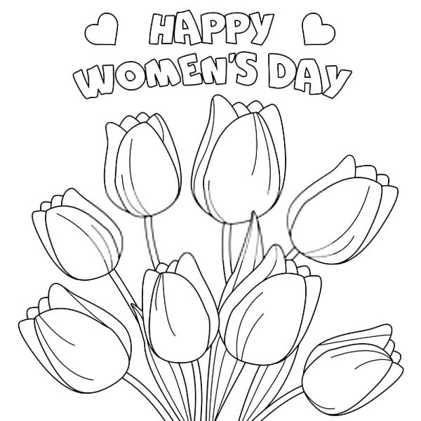 Открытка 8 марта раскраска на английском