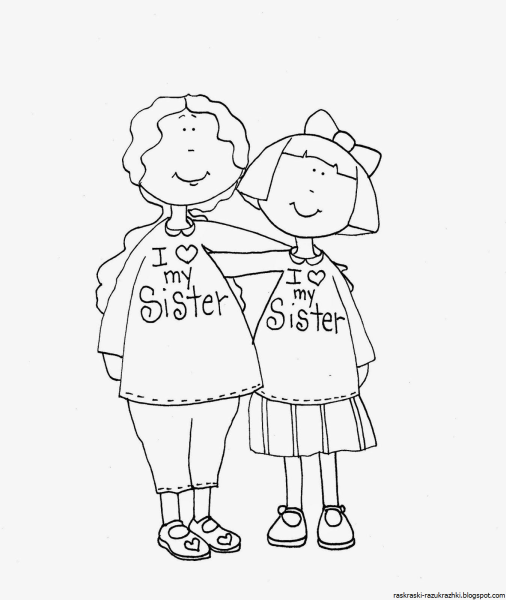 Сестра раскраска для детей
