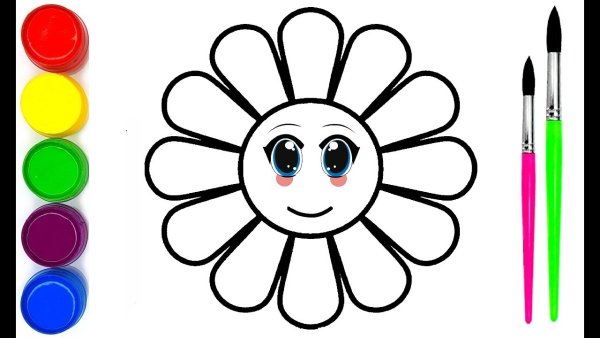 Радуга и цветы раскраска