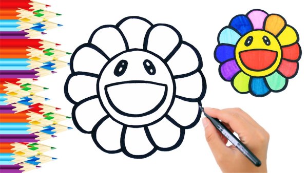 Радужный цветок раскраска