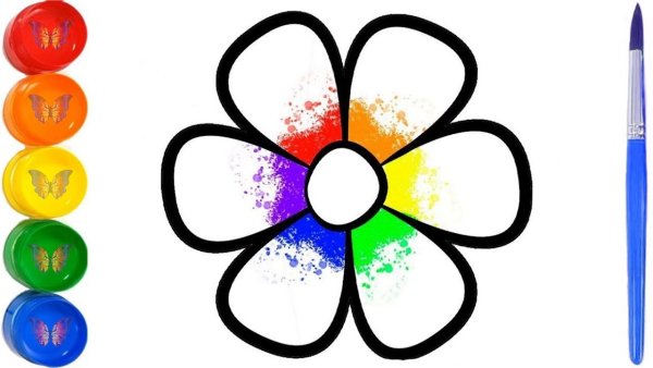 Радужный цветок раскраска