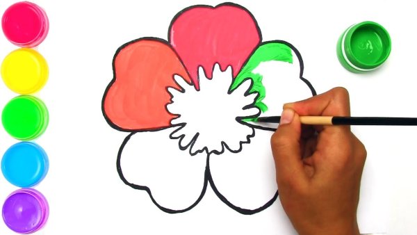 Радужные цветы раскраски для детей