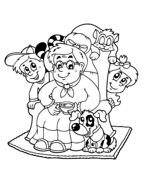 Раскраска бабушка