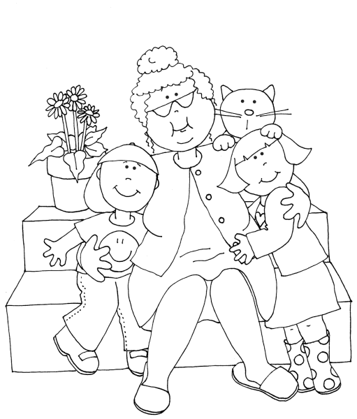 Раскраска бабушка и дедушка