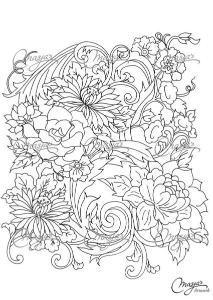 Раскраска цветы сложные