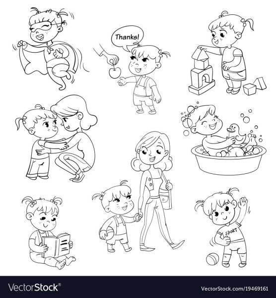 Режим дня раскраска для девочек