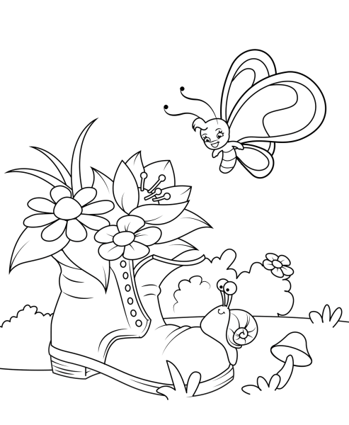 Цветочная Поляна раскраска для детей