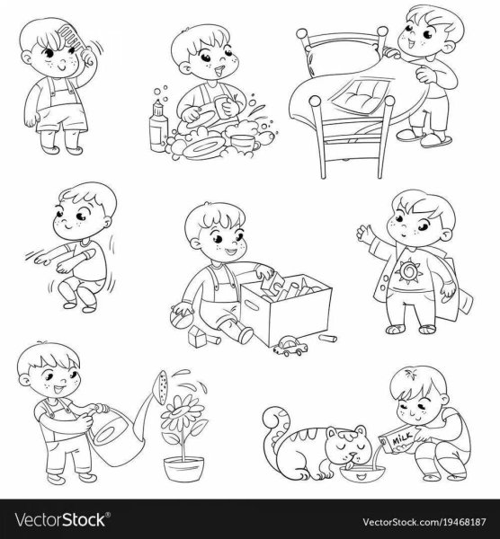 Распорядок дня раскраска для детей