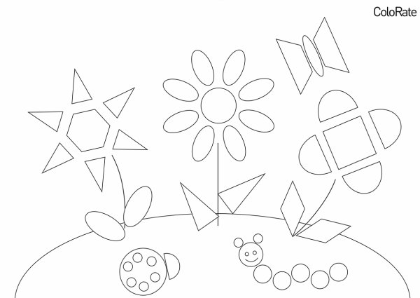 Аппликации раскраски из геометрических фигур