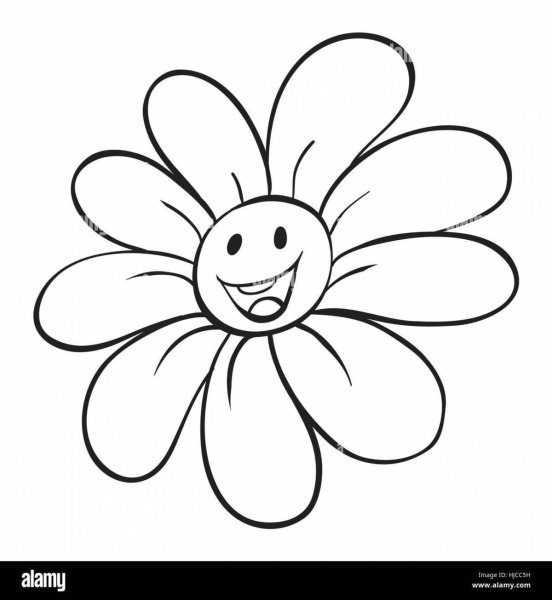 Ромашка с улыбкой раскраска