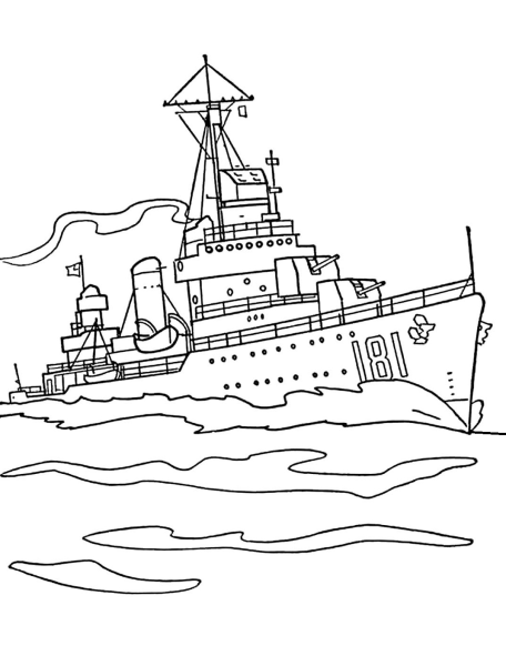 Военные корабли. Раскраска