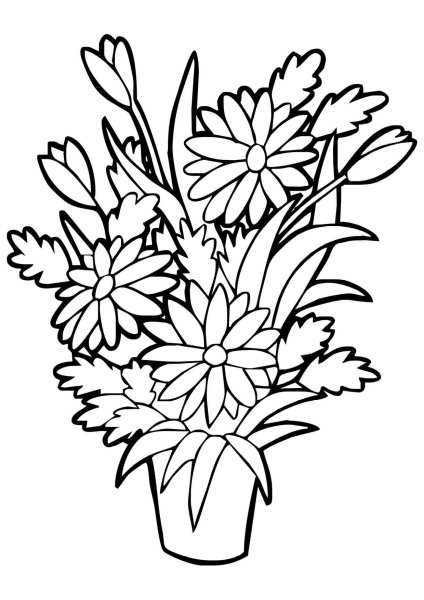 Букет цветов раскраска для детей