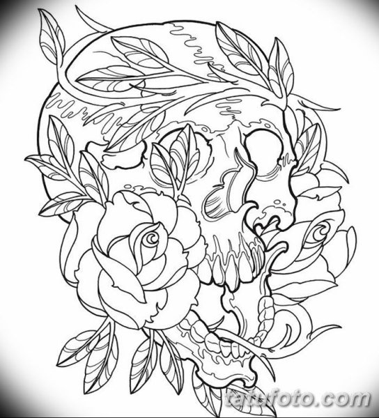 Череп с цветами раскраска