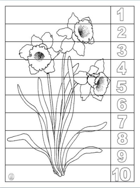 Математические пазлы цветы