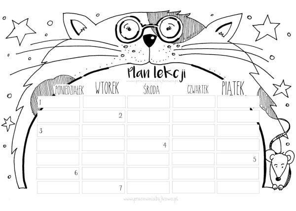 Расписание уроков черно белое