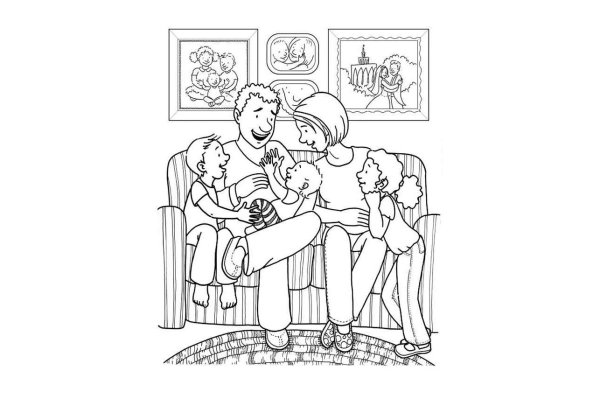 Раскраска дом и семья