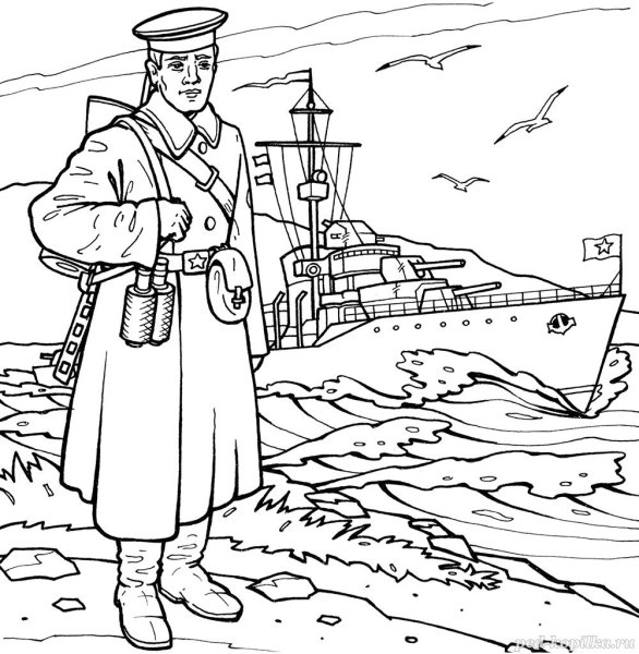 Раскраска 9 мая корабль