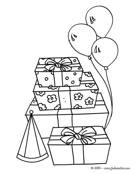 Раскраска подарок на день рождения