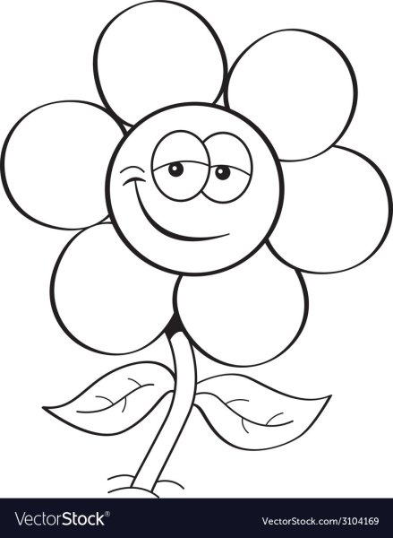 Цветы мультяшные черно-белые