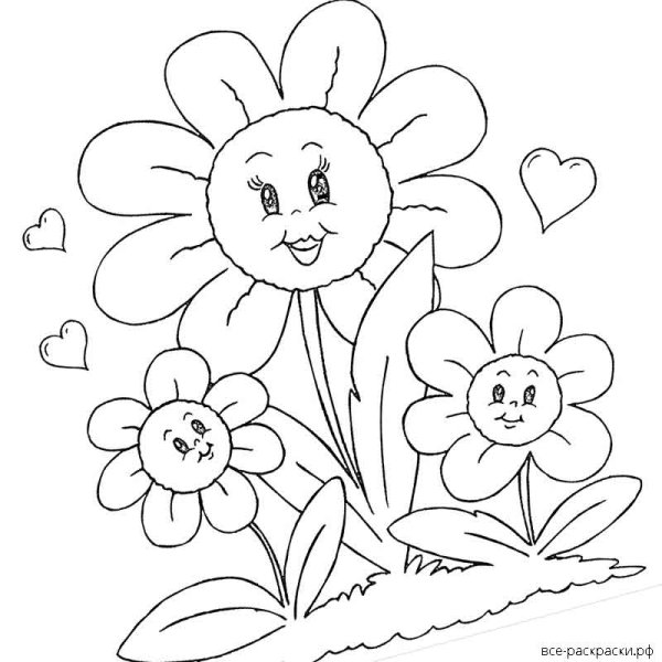 Ромашка раскраска
