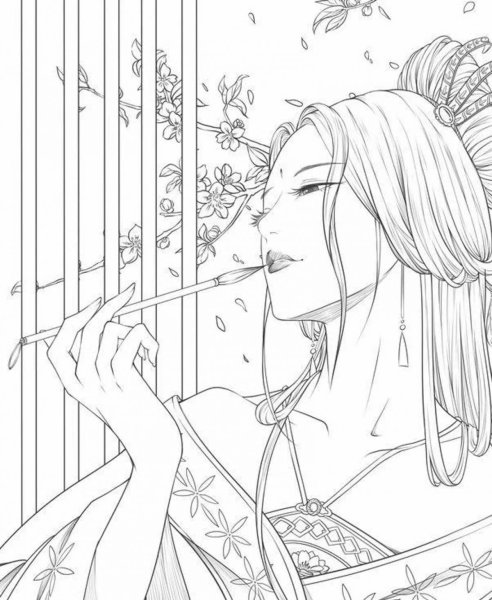 Раскраски для взрослых аниме