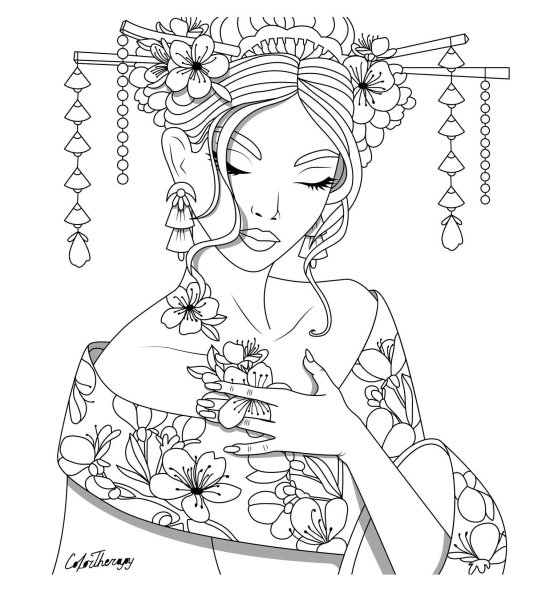 Раскраски японские девушки