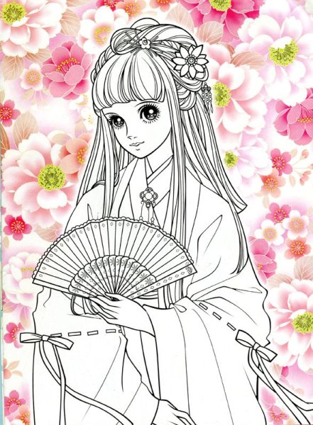 Японская принцесса раскраска