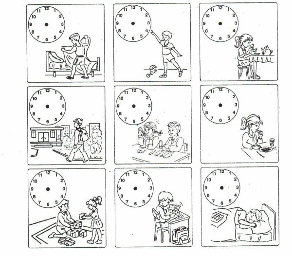 Режим дня школьника раскраска