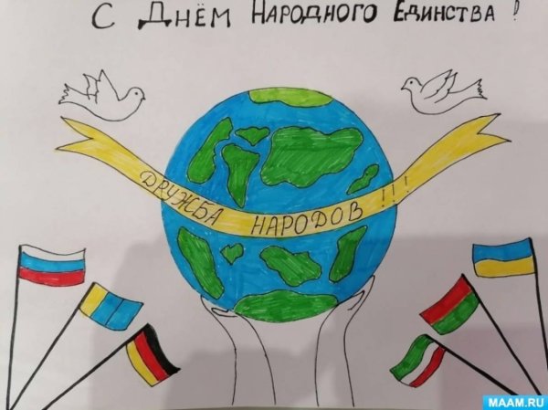 День народного единства рисунки с глобусом