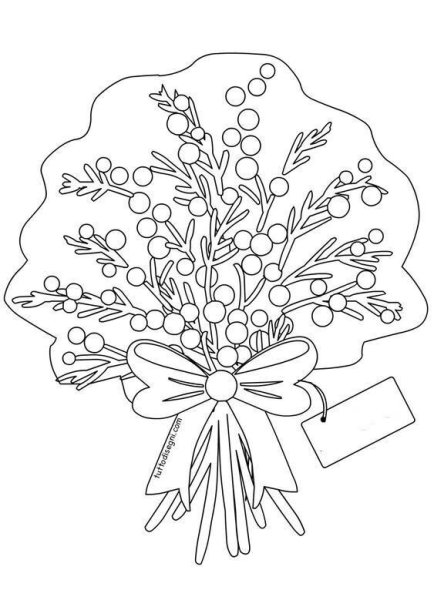 Букет мимозы раскраска для детей
