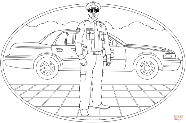 Полиция и преступники раскраска