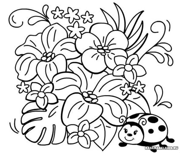 Цветы раскраска для детей