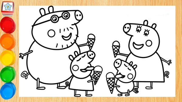 Раскраска Свинка Пеппа и ее семья