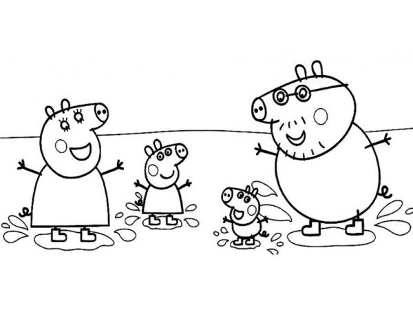 Раскраска Свинка Пеппа и ее семья