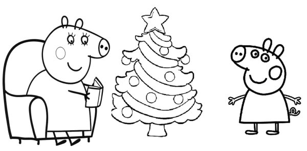 Свинка Пеппа раскраска для детей 2-3 лет