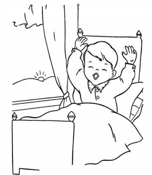 Раскраска ребенок просыпается