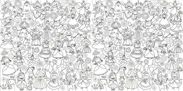 Раскраска виммельбух принцессы